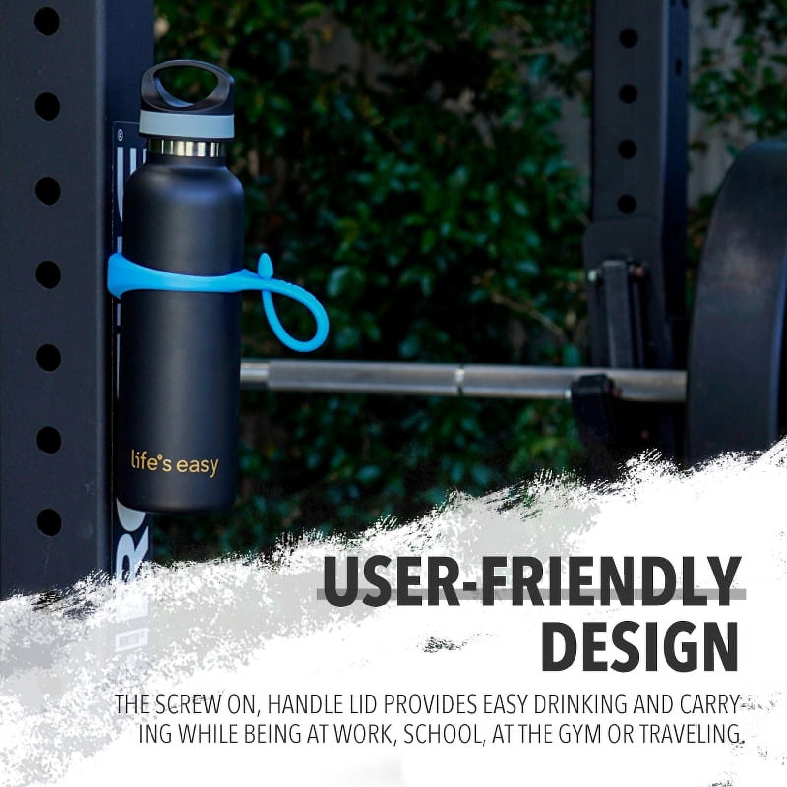 LIFE'S EASY 20 oz. Sports Insulated Water Bottle with Lid. Stainless Steel Vacuum Double Wall Thermo for Modern Hot and Cold Drinks, Simple Metal Hydro Canteen for Travel Men and Women (White) - FET9