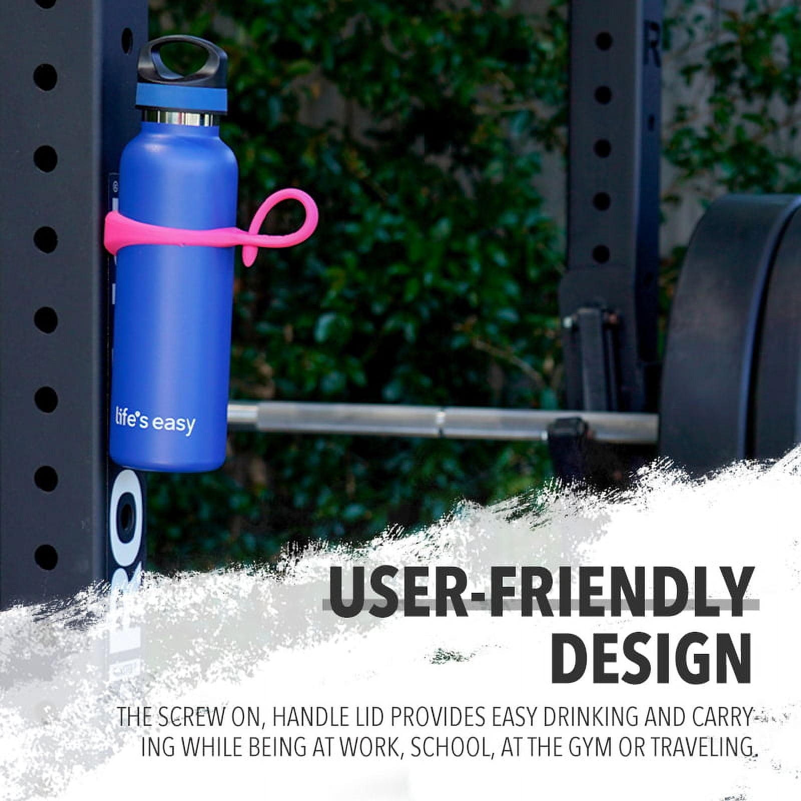 LIFE'S EASY 20 oz. Sports Insulated Water Bottle with Lid. Stainless Steel Vacuum Double Wall Thermo for Modern Hot and Cold Drinks, Simple Metal Hydro Canteen for Travel Men and Women (White) - FET9