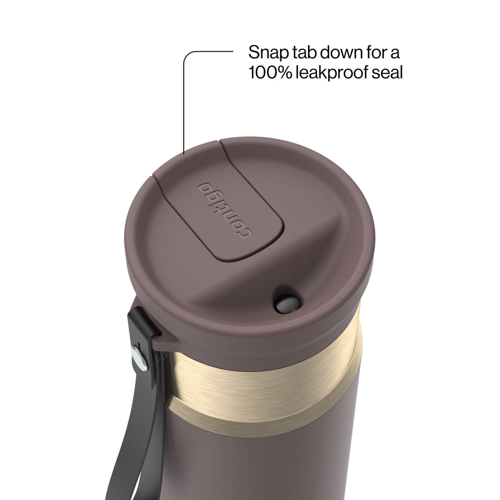 Contigo SnapSeal 16 oz Leakproof Stainless Steel Water Bottle with Carrying Strap - T83S