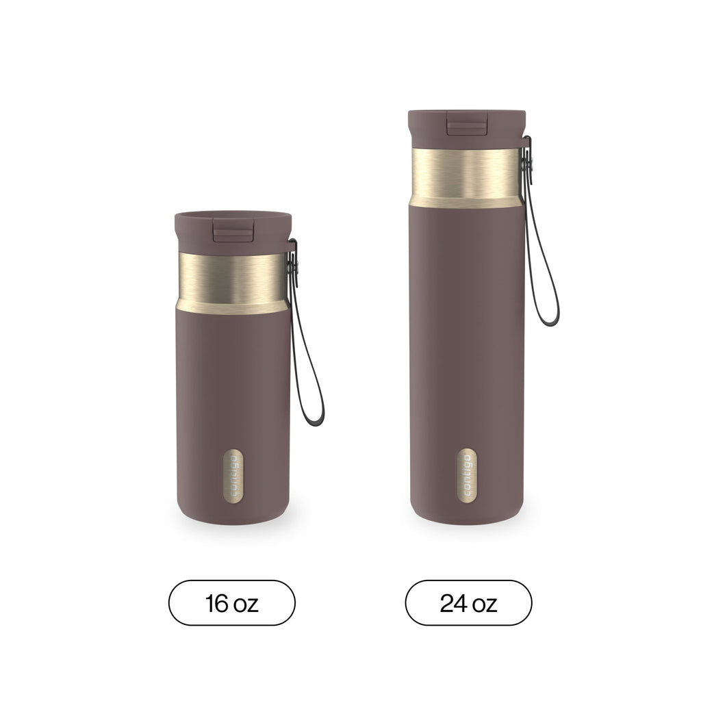 Contigo SnapSeal 16 oz Leakproof Stainless Steel Water Bottle with Carrying Strap - T83S