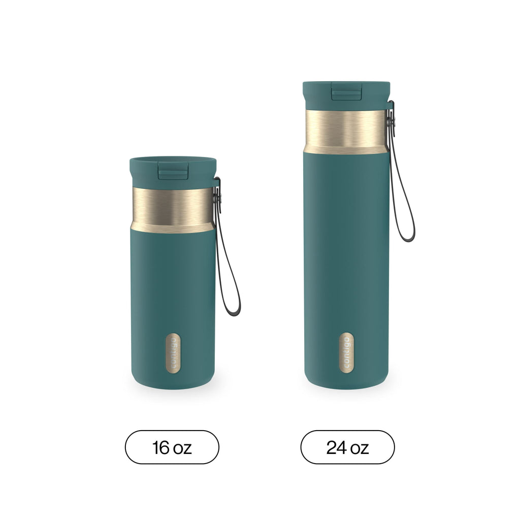 Contigo SnapSeal 16 oz Leakproof Stainless Steel Water Bottle with Carrying Strap - T83S