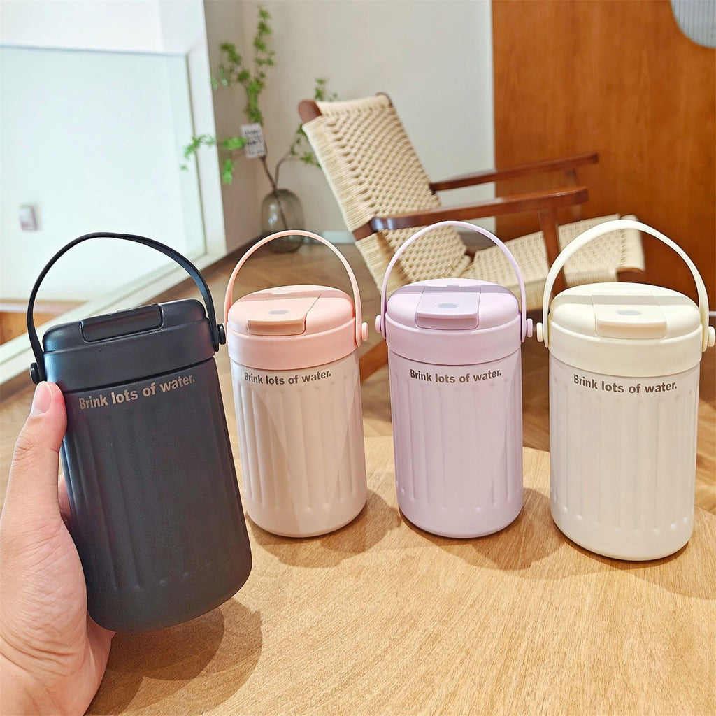 BinKFF Simple Modern Travel Coffee Mug, Insulated Coffee Tumblers with Lid, Double Walled Iced Travel Coffee Mug for Woman and Man Stainless Steel Tumbler with Handle - RML6