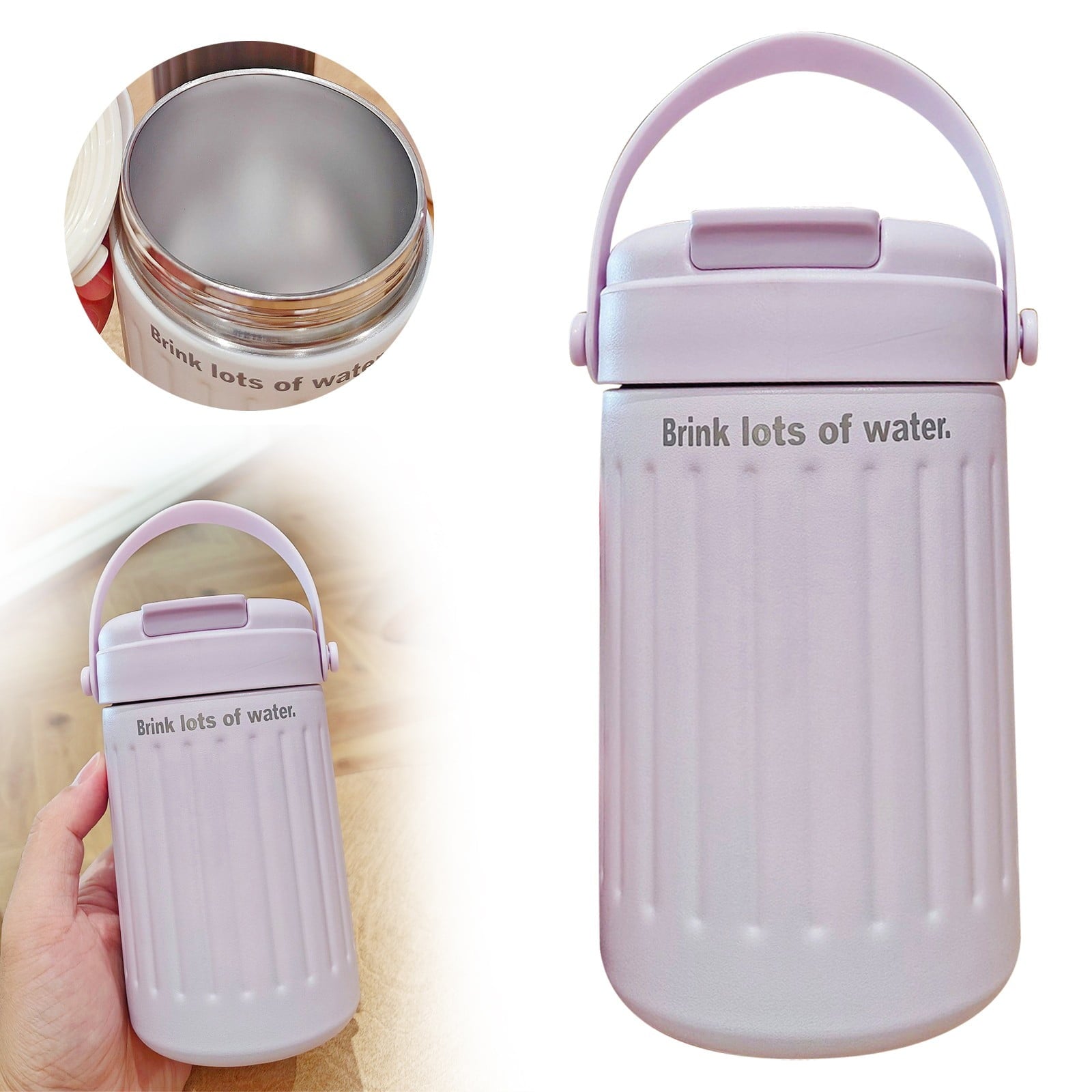 BinKFF Simple Modern Travel Coffee Mug, Insulated Coffee Tumblers with Lid, Double Walled Iced Travel Coffee Mug for Woman and Man Stainless Steel Tumbler with Handle - RML6