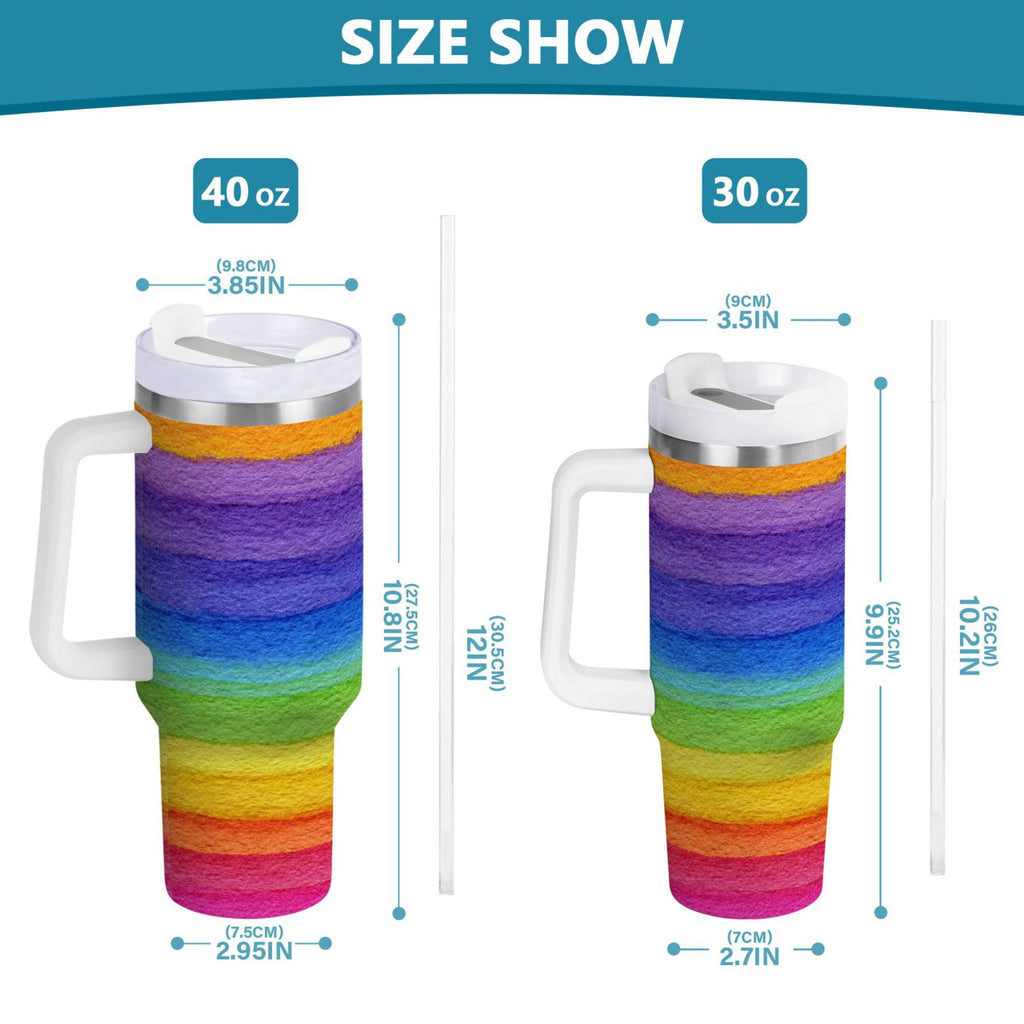 30 oz Insulated Stainless Steel Tumbler Double Wall Stainless Steel Tumbler with 2-Way Drinking Watercolor Rainbow Colors - 42E7