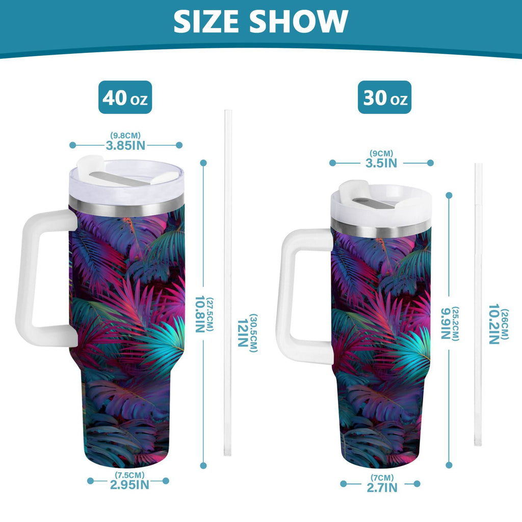 30 oz Insulated Stainless Steel Tumbler Double Wall Stainless Steel Tumbler with 2-Way Drinking Vibrant and Shimmering Jungle - CJJT