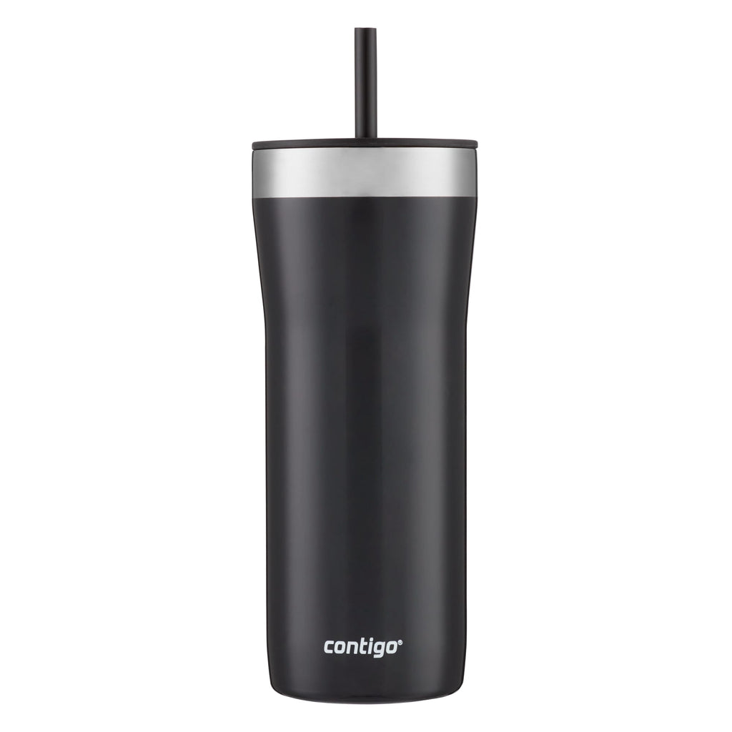 Contigo Streeterville Stainless Steel Tumbler with Plastic Straw and Splash-Proof Lid, Licorice, 32 fl. oz - 6AMY