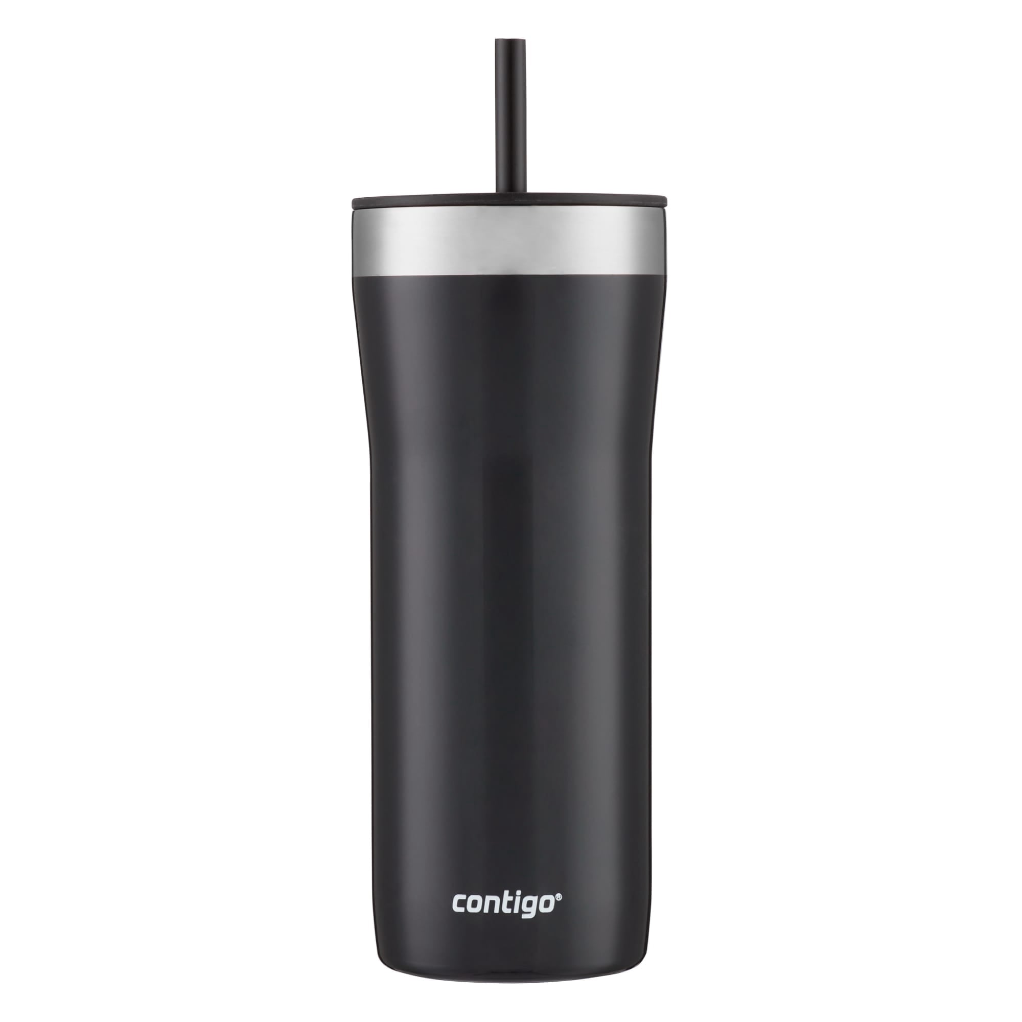 Contigo Streeterville Stainless Steel Tumbler with Plastic Straw and Splash-Proof Lid, Licorice, 32 fl. oz - 6AMY