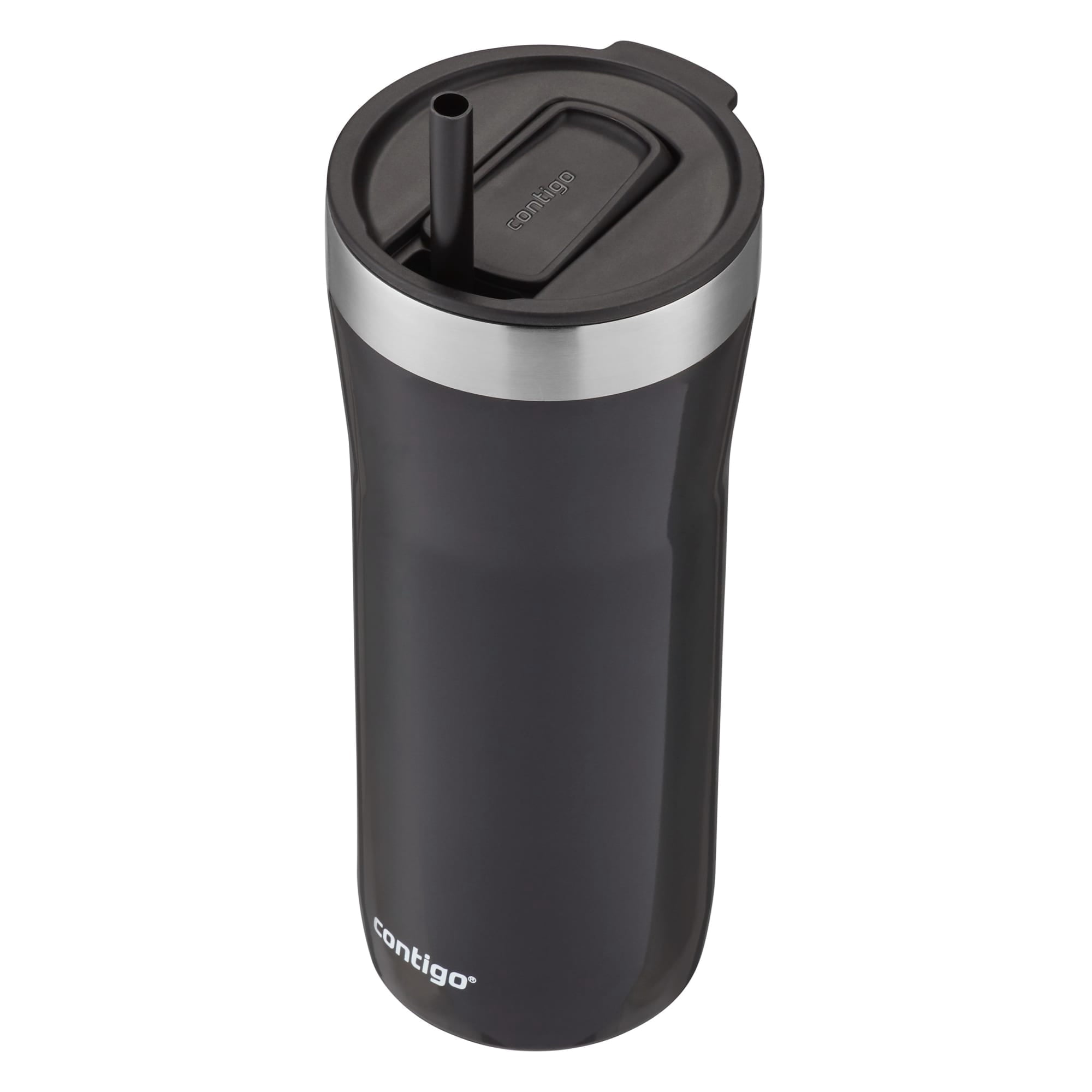 Contigo Streeterville Stainless Steel Tumbler with Plastic Straw and Splash-Proof Lid, Licorice, 32 fl. oz - 6AMY