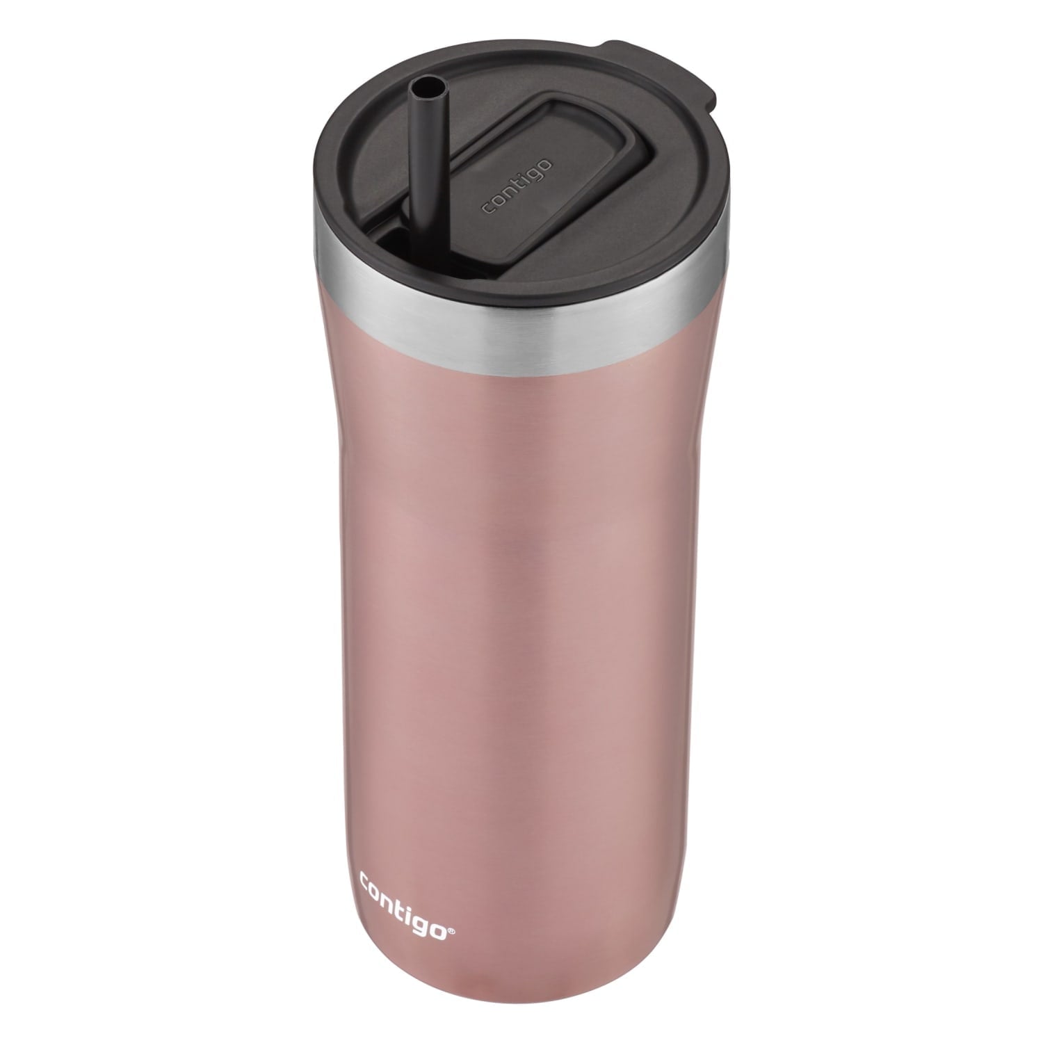 Contigo Streeterville Stainless Steel Tumbler with Plastic Straw and Splash-Proof Lid, Licorice, 32 fl. oz - 6AMY