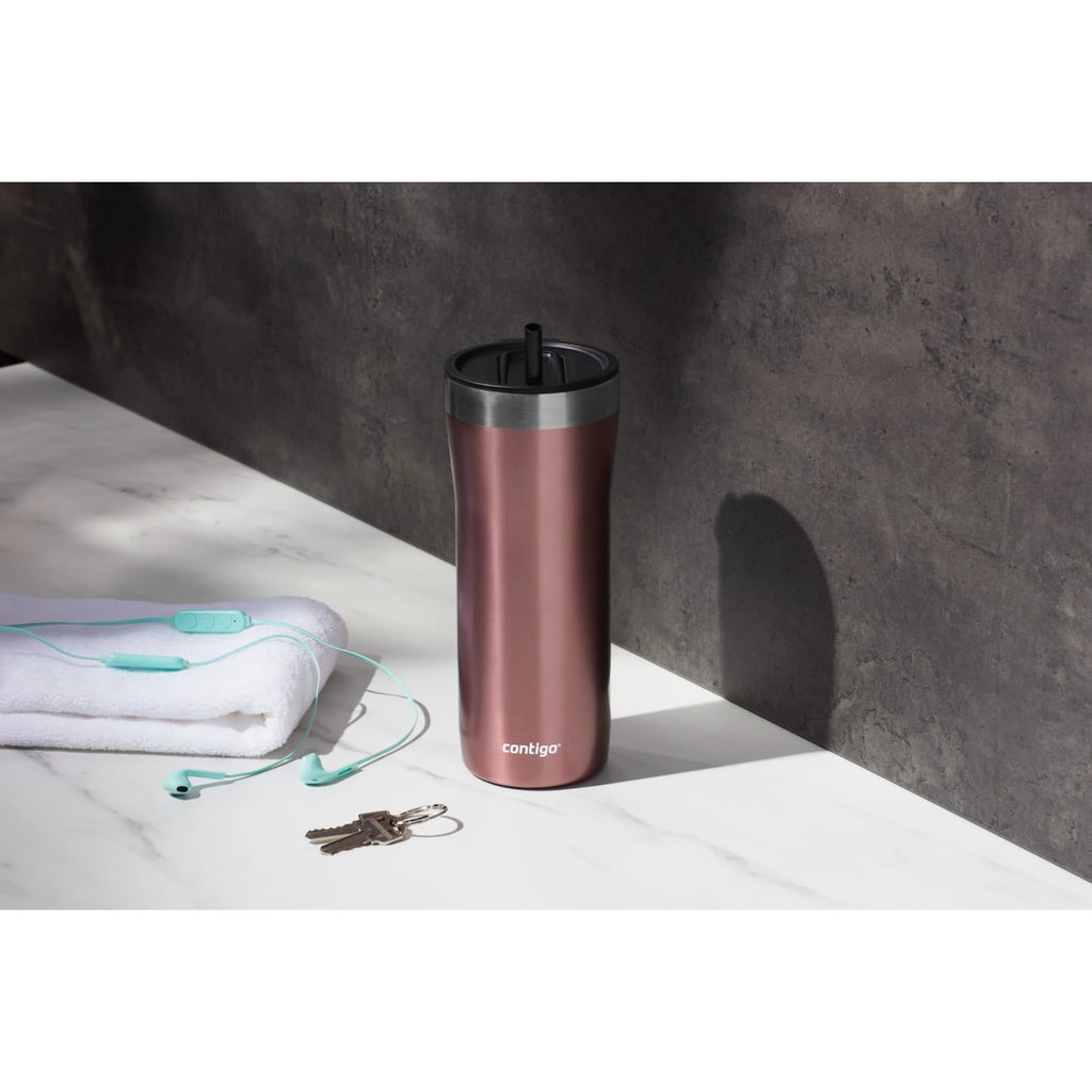 Contigo Streeterville Stainless Steel Tumbler with Plastic Straw and Splash-Proof Lid, Licorice, 32 fl. oz - 6AMY