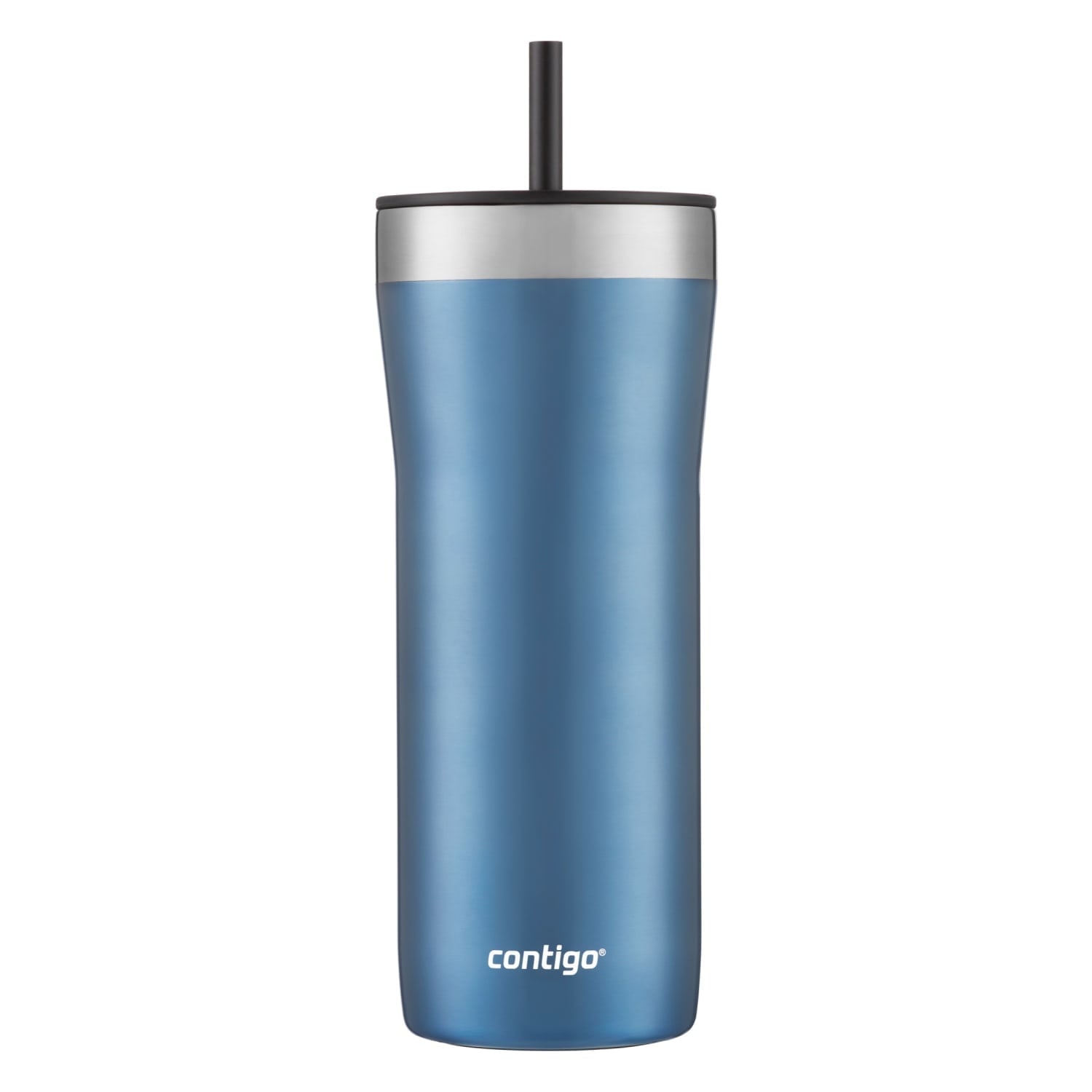 Contigo Streeterville Stainless Steel Tumbler with Plastic Straw and Splash-Proof Lid, Licorice, 32 fl. oz - 6AMY