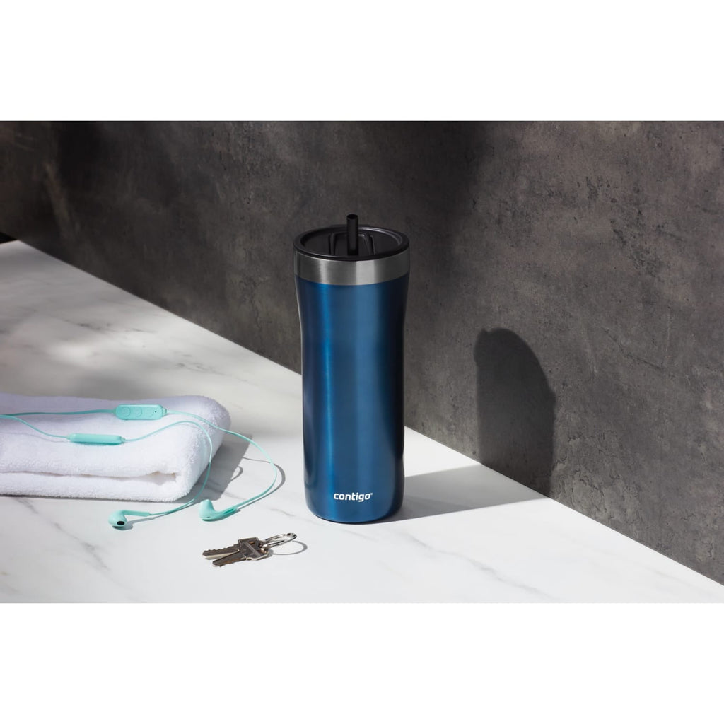 Contigo Streeterville Stainless Steel Tumbler with Plastic Straw and Splash-Proof Lid, Licorice, 32 fl. oz - 6AMY