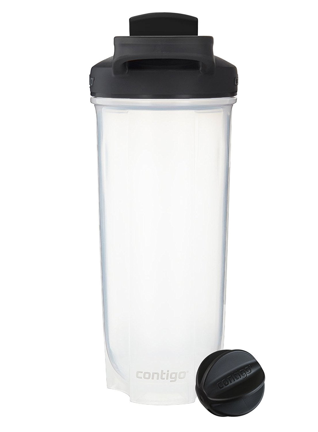 Contigo Shake &amp; Go Fit 28 oz Black and Clear Shaker Bottle with Flip-Top and Wide Mouth Lid - G2TG