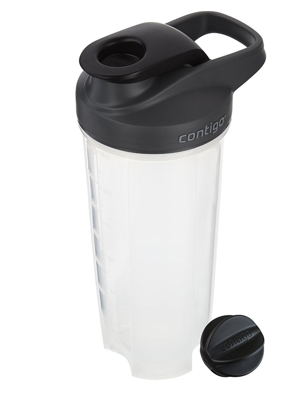 Contigo Shake &amp; Go Fit 28 oz Black and Clear Shaker Bottle with Flip-Top and Wide Mouth Lid - G2TG