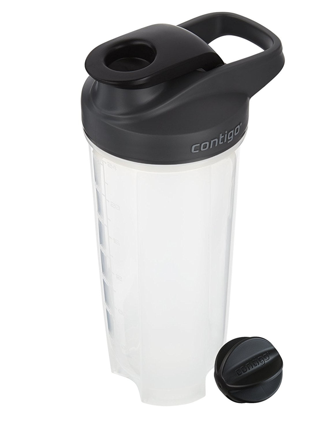 Contigo Shake &amp; Go Fit 28 oz Black and Clear Shaker Bottle with Flip-Top and Wide Mouth Lid - G2TG