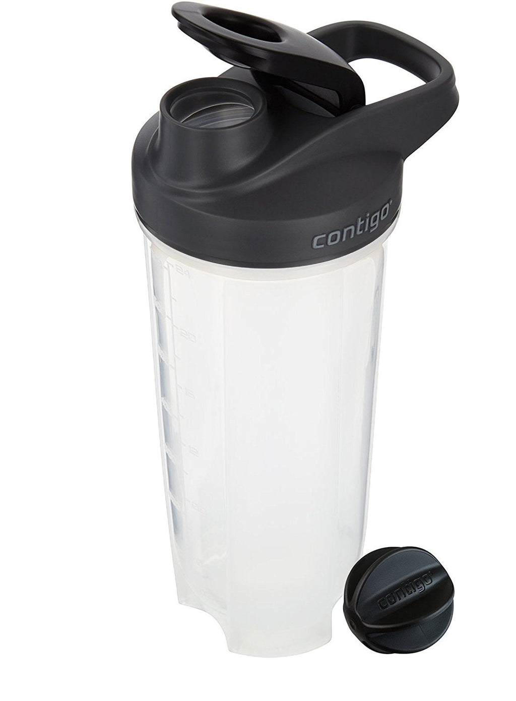 Contigo Shake &amp; Go Fit 28 oz Black and Clear Shaker Bottle with Flip-Top and Wide Mouth Lid - G2TG