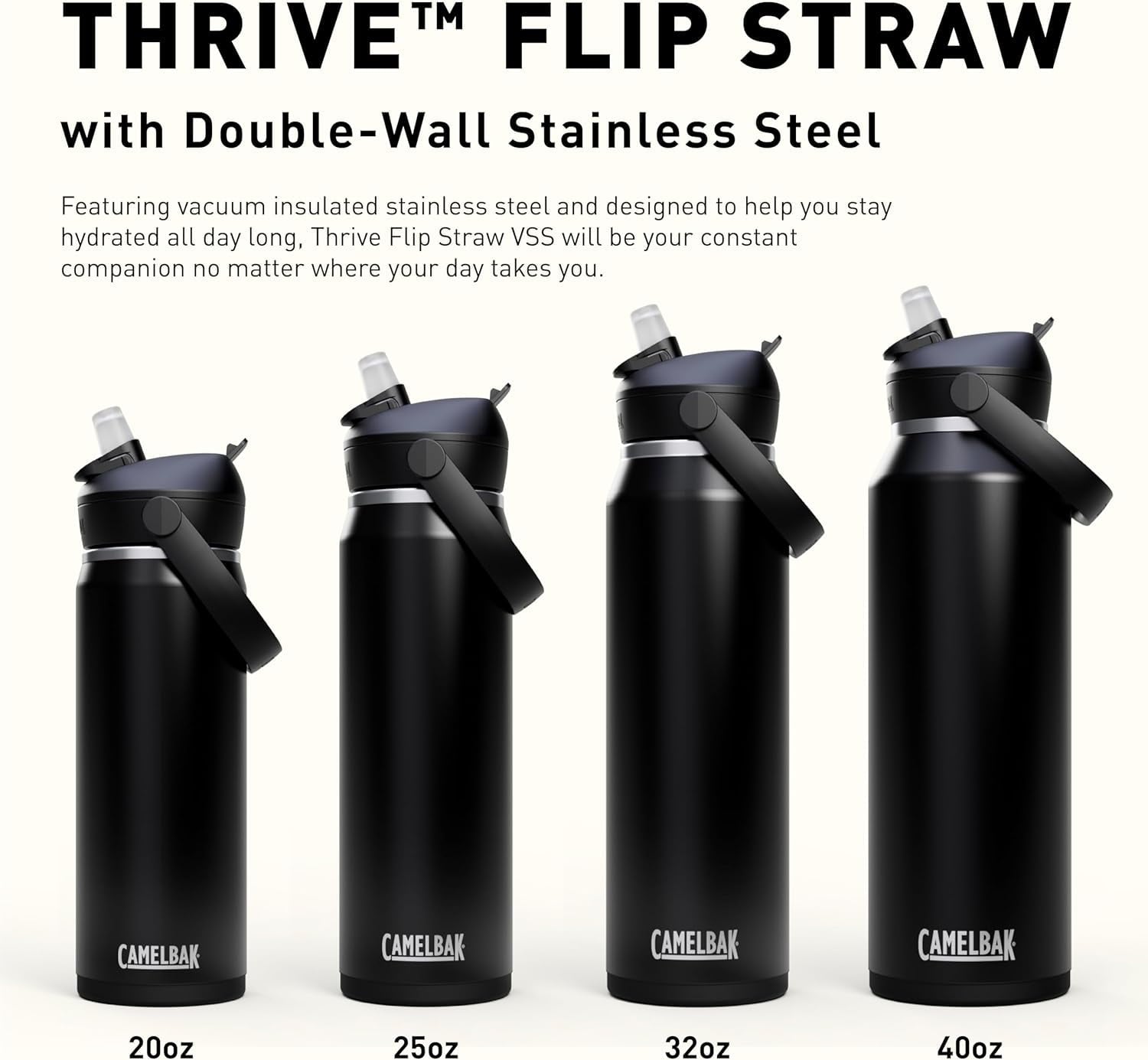 CamelBak Thrive™ Flip Straw Insulated Stainless Steel Water Bottle, 20oz, Moss - 57TR