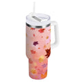 30 oz Insulated Stainless Steel Tumbler Double Wall Stainless Steel Tumbler with 2-Way Drinking Autumn Leaves Falling - 25KZ