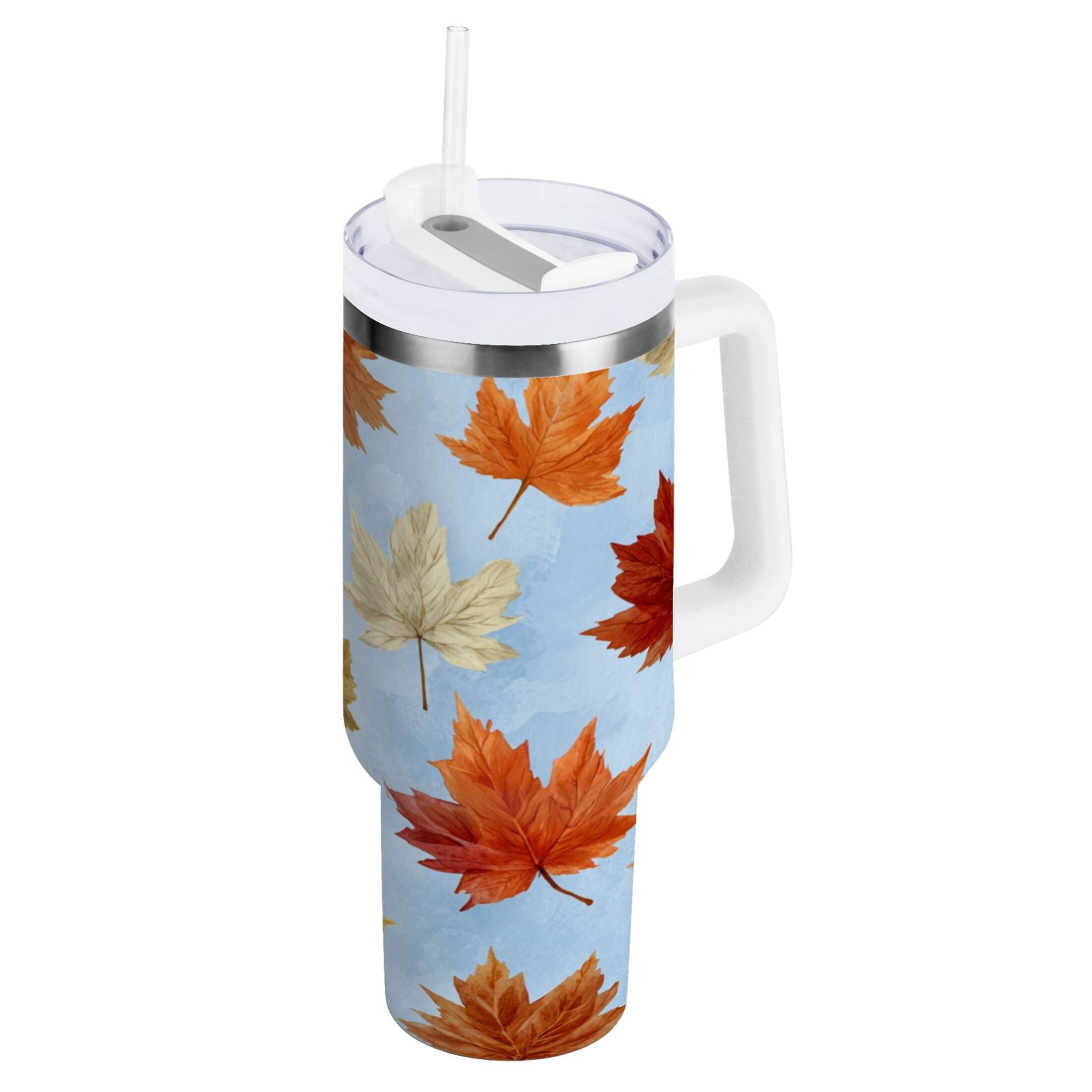 30 oz Insulated Stainless Steel Tumbler Double Wall Stainless Steel Tumbler with 2-Way Drinking Autumn Maple Leaves - GGC9