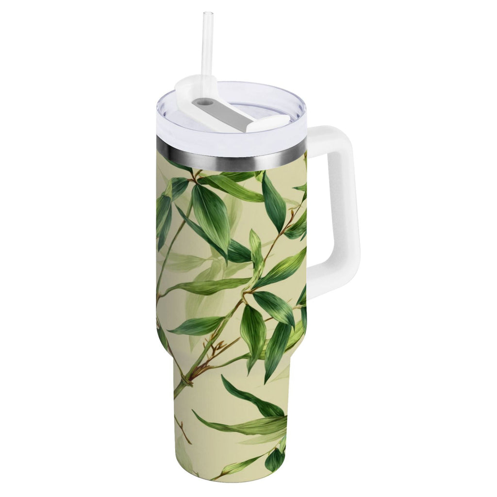 30 oz Insulated Stainless Steel Tumbler Double Wall Stainless Steel Tumbler with 2-Way Drinking Bamboo Pattern - G2ZM