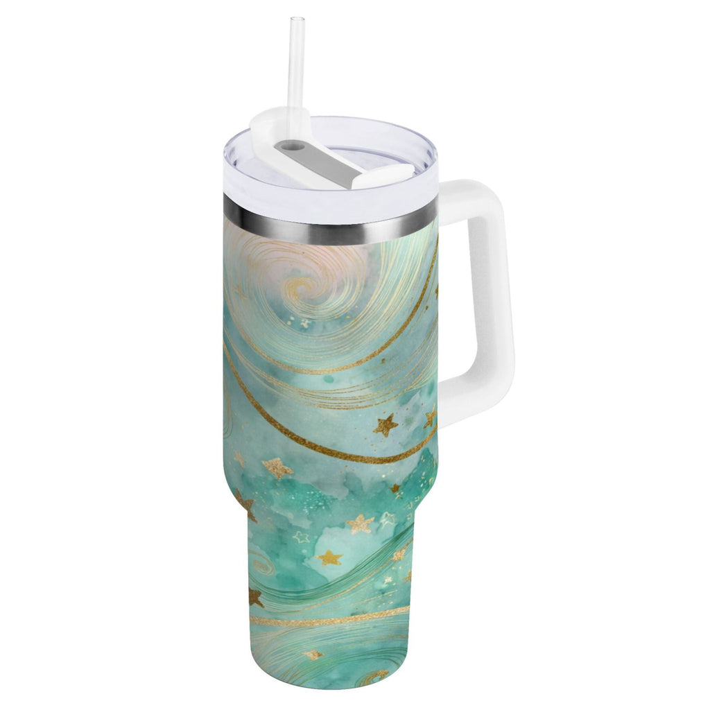 30 oz Insulated Stainless Steel Tumbler Double Wall Stainless Steel Tumbler with 2-Way Drinking Beautiful Swirling Lines - WFBQ