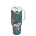 30 oz Insulated Stainless Steel Tumbler Double Wall Stainless Steel Tumbler with 2-Way Drinking Birds and Cherry Pattern - HXWC