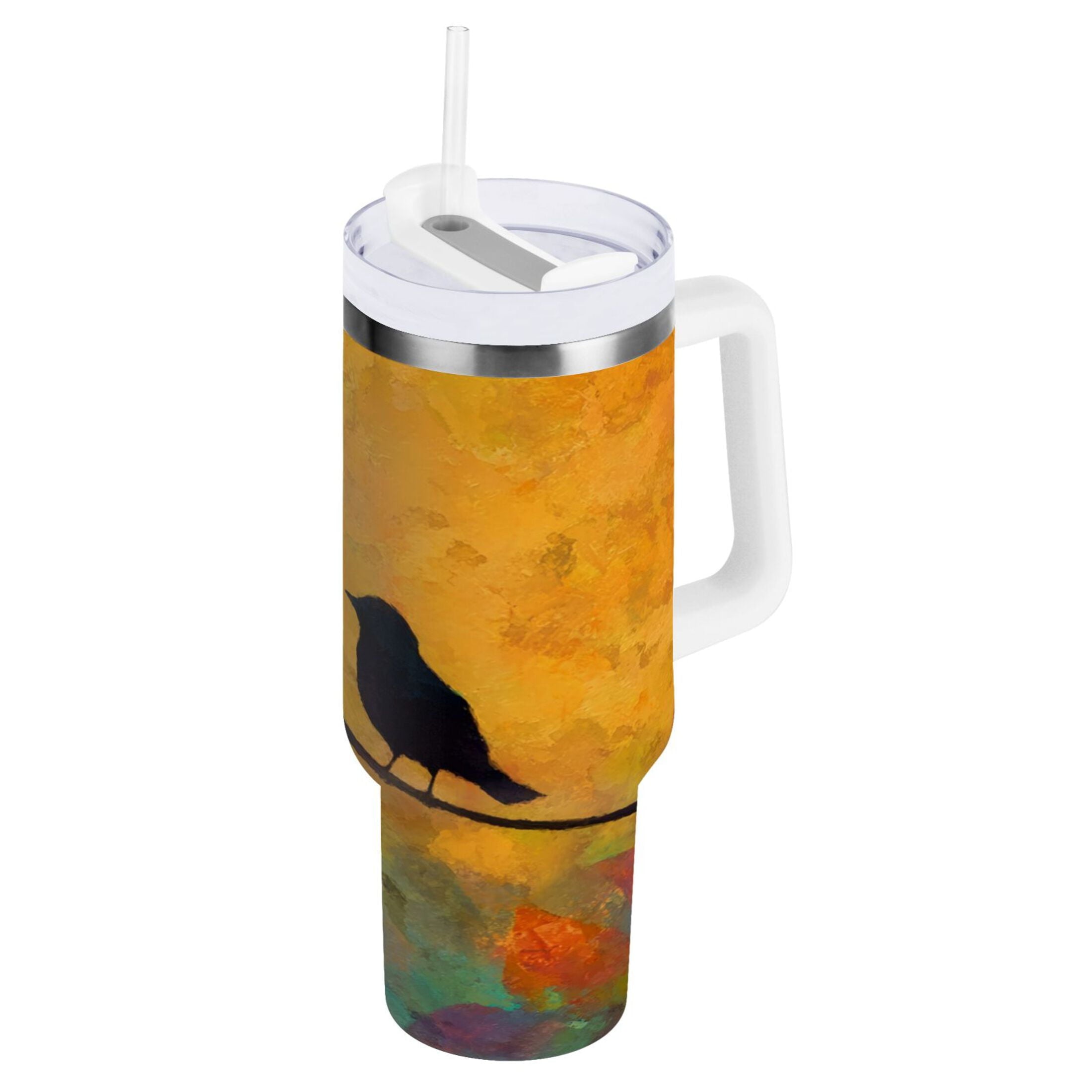 30 oz Insulated Stainless Steel Tumbler Double Wall Stainless Steel Tumbler with 2-Way Drinking Birds on A Wire - 5SJ2