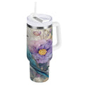 30 oz Insulated Stainless Steel Tumbler Double Wall Stainless Steel Tumbler with 2-Way Drinking Bluebird and Flower - M4U3