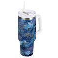 30 oz Insulated Stainless Steel Tumbler Double Wall Stainless Steel Tumbler with 2-Way Drinking Butterflies Books and Flowers - K7D9
