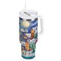 30 oz Insulated Stainless Steel Tumbler Double Wall Stainless Steel Tumbler with 2-Way Drinking Charming Christmas Scene - TZRD