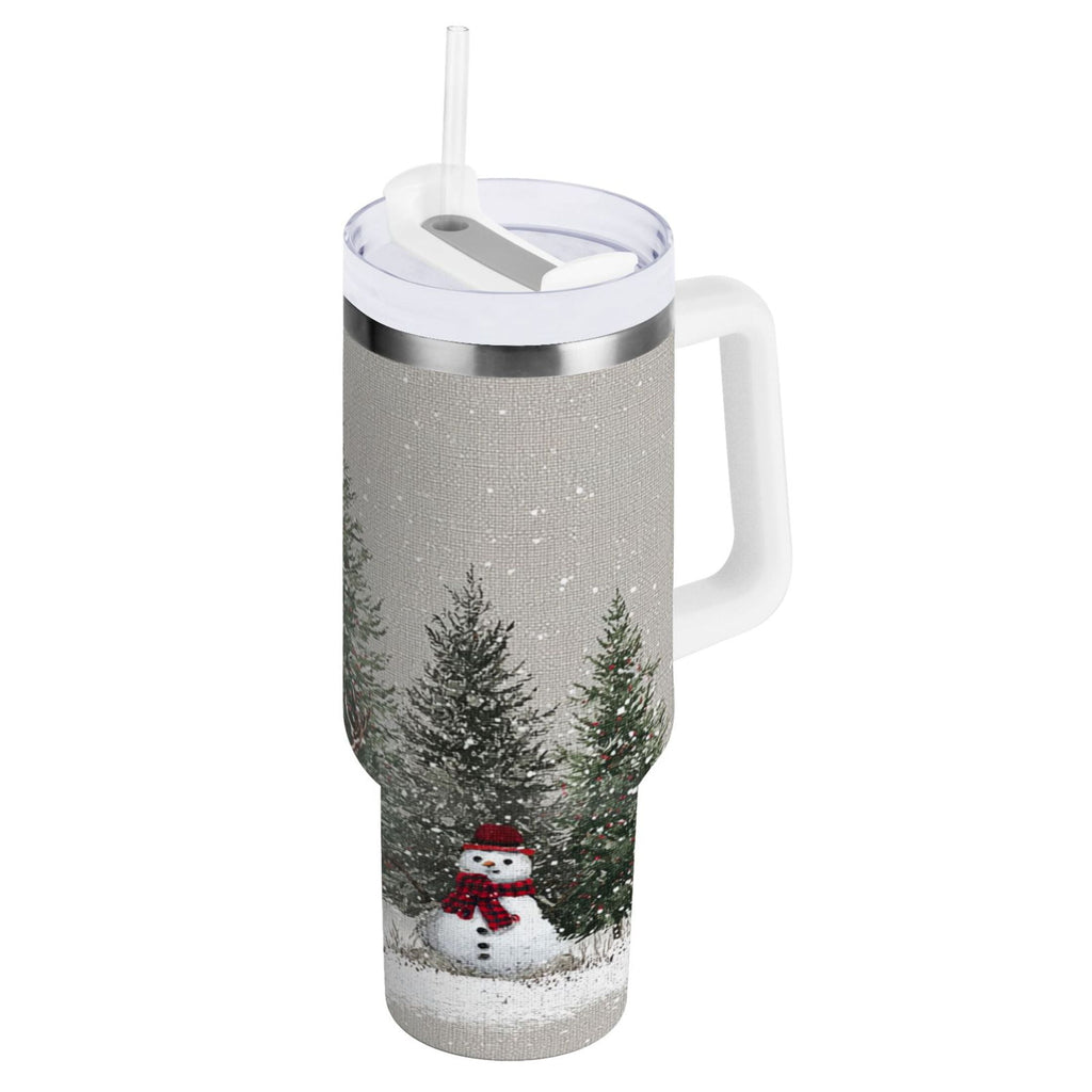 30 oz Insulated Stainless Steel Tumbler Double Wall Stainless Steel Tumbler with 2-Way Drinking Christmas Deer and Snowmen - YCM4