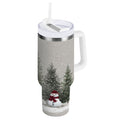 30 oz Insulated Stainless Steel Tumbler Double Wall Stainless Steel Tumbler with 2-Way Drinking Christmas Deer and Snowmen - YCM4