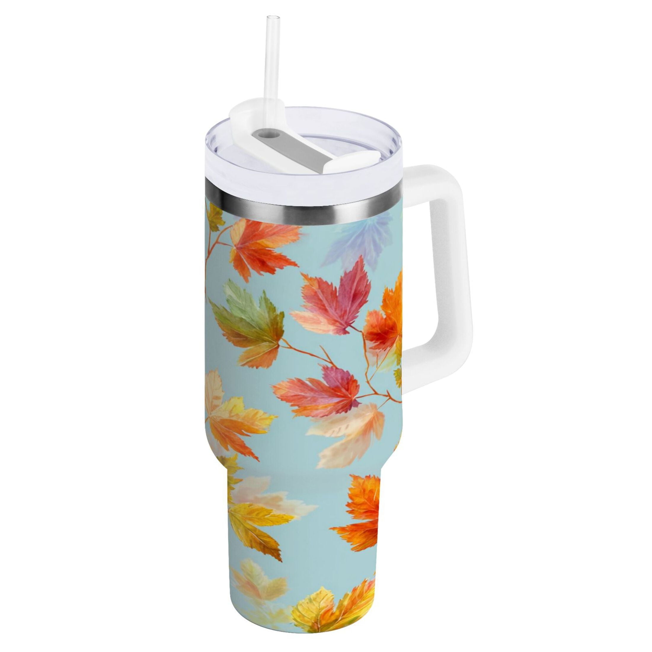 30 oz Insulated Stainless Steel Tumbler Double Wall Stainless Steel Tumbler with 2-Way Drinking Colorful Autumn Maple Leaves - 5L9A