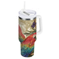 30 oz Insulated Stainless Steel Tumbler Double Wall Stainless Steel Tumbler with 2-Way Drinking Colorful Beautiful Parrots - BFBR