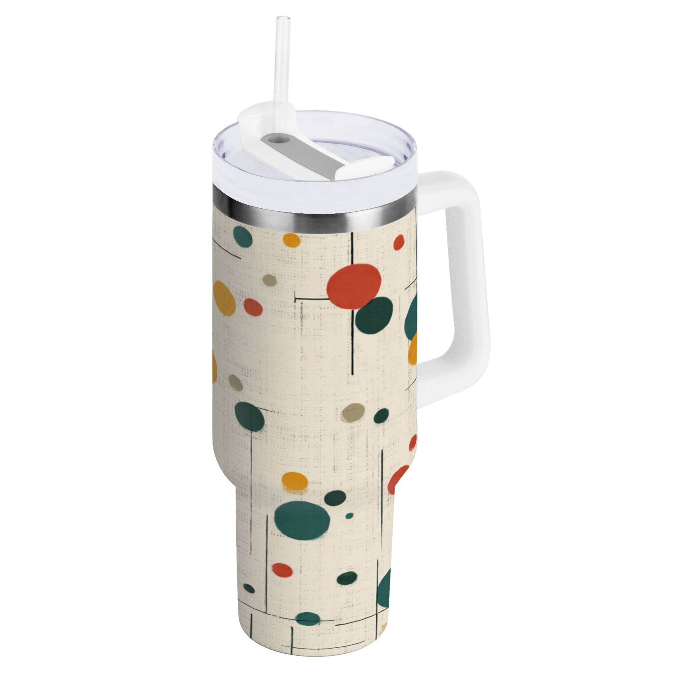 30 oz Insulated Stainless Steel Tumbler Double Wall Stainless Steel Tumbler with 2-Way Drinking Colorful Dots and Lines - M4M4