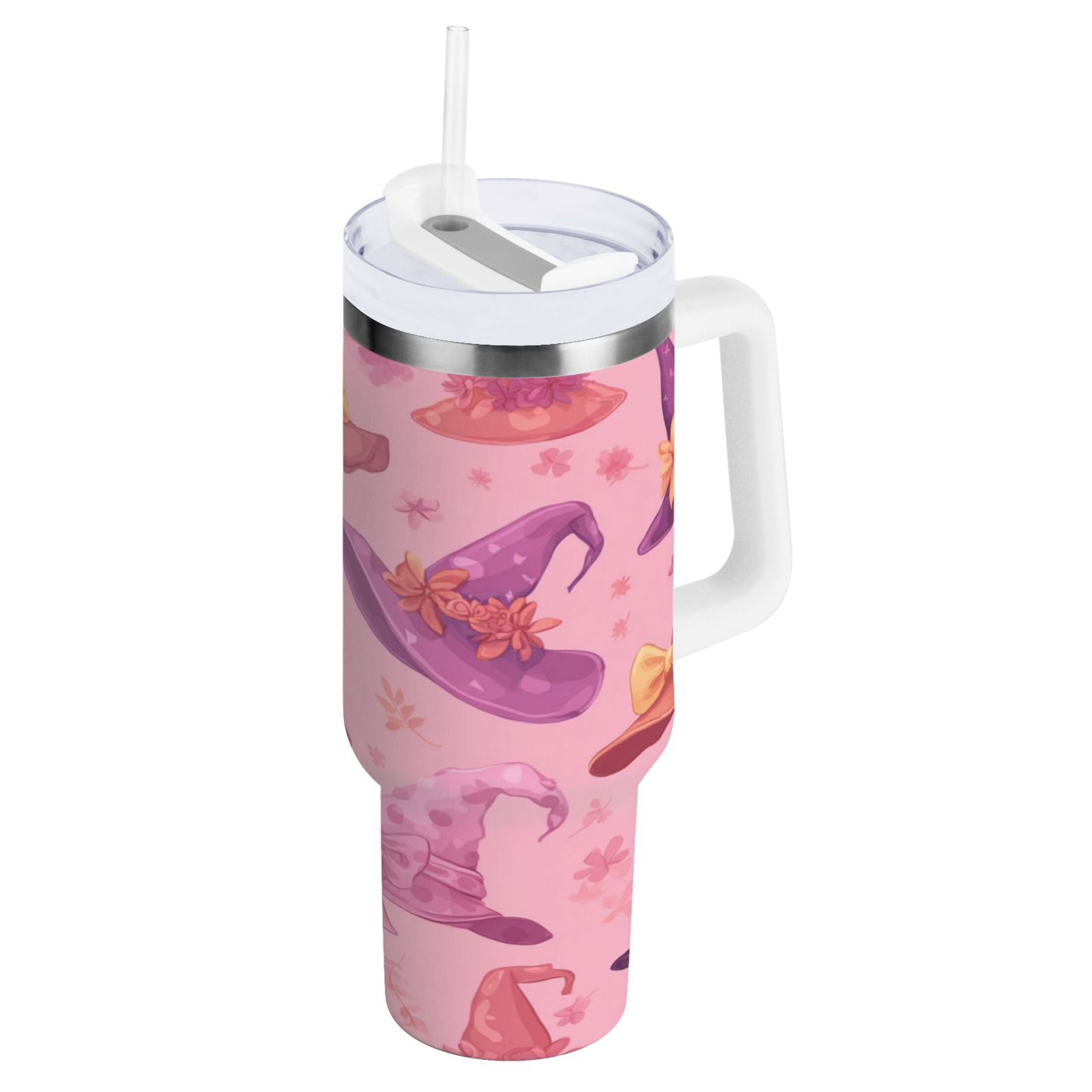 30 oz Insulated Stainless Steel Tumbler Double Wall Stainless Steel Tumbler with 2-Way Drinking Colorful Hat Pattern - DY8G