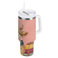 30 oz Insulated Stainless Steel Tumbler Double Wall Stainless Steel Tumbler with 2-Way Drinking Cow Wearing Scarf and Hat - RM7U