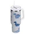 30 oz Insulated Stainless Steel Tumbler Double Wall Stainless Steel Tumbler with 2-Way Drinking Cute Blue Dinosaurs - 9QJB