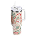 30 oz Insulated Stainless Steel Tumbler Double Wall Stainless Steel Tumbler with 2-Way Drinking Cute Christmas Design - HMBP