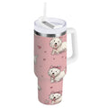 30 oz Insulated Stainless Steel Tumbler Double Wall Stainless Steel Tumbler with 2-Way Drinking Dogs Wearing Bows - MPGK