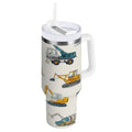 30 oz Insulated Stainless Steel Tumbler Double Wall Stainless Steel Tumbler with 2-Way Drinking Engineering Vehicle Pattern - VZVR