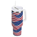 30 oz Insulated Stainless Steel Tumbler Double Wall Stainless Steel Tumbler with 2-Way Drinking Flags Wave Pattern - RD3V