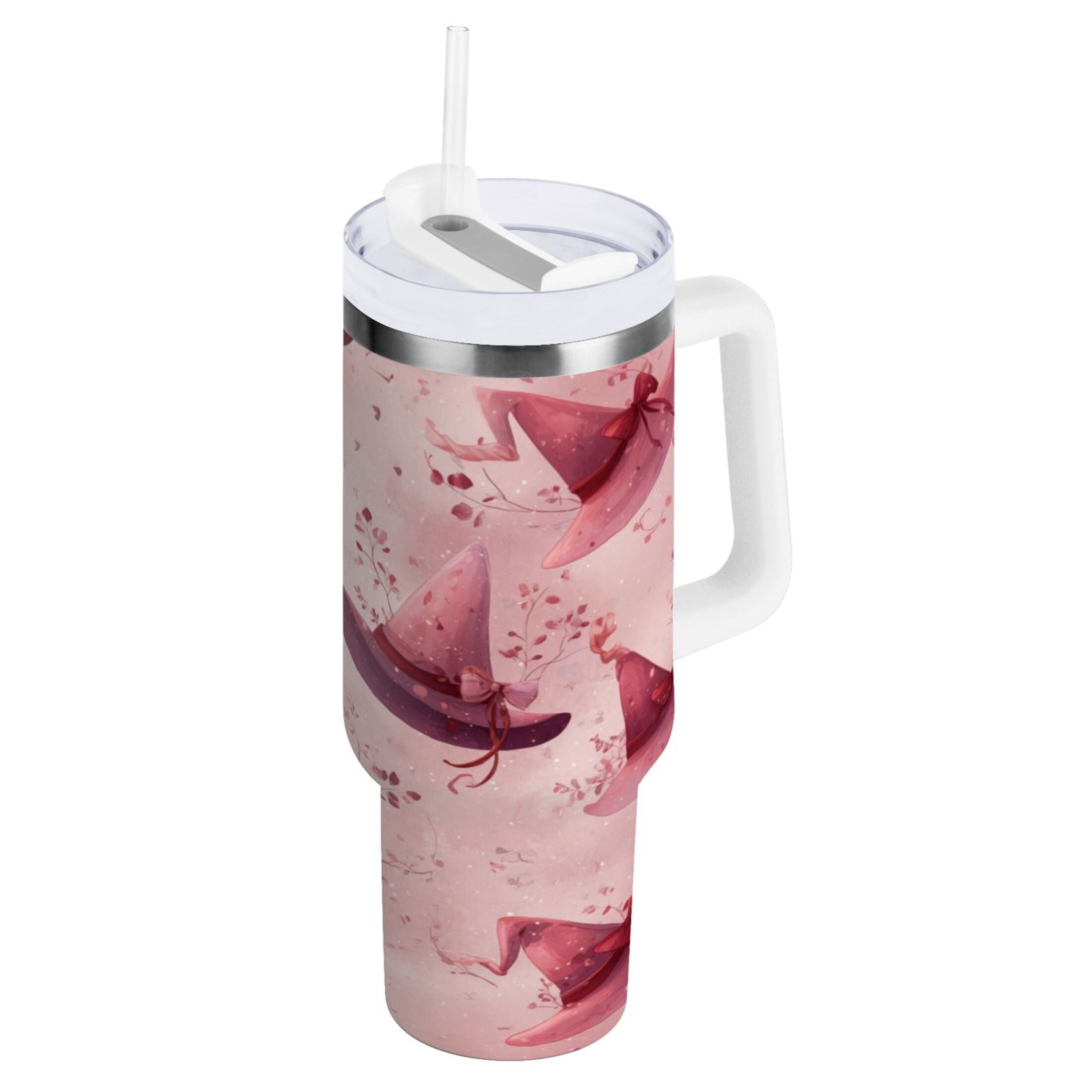 30 oz Insulated Stainless Steel Tumbler Double Wall Stainless Steel Tumbler with 2-Way Drinking Hats with Delicate Bows - 4CKV