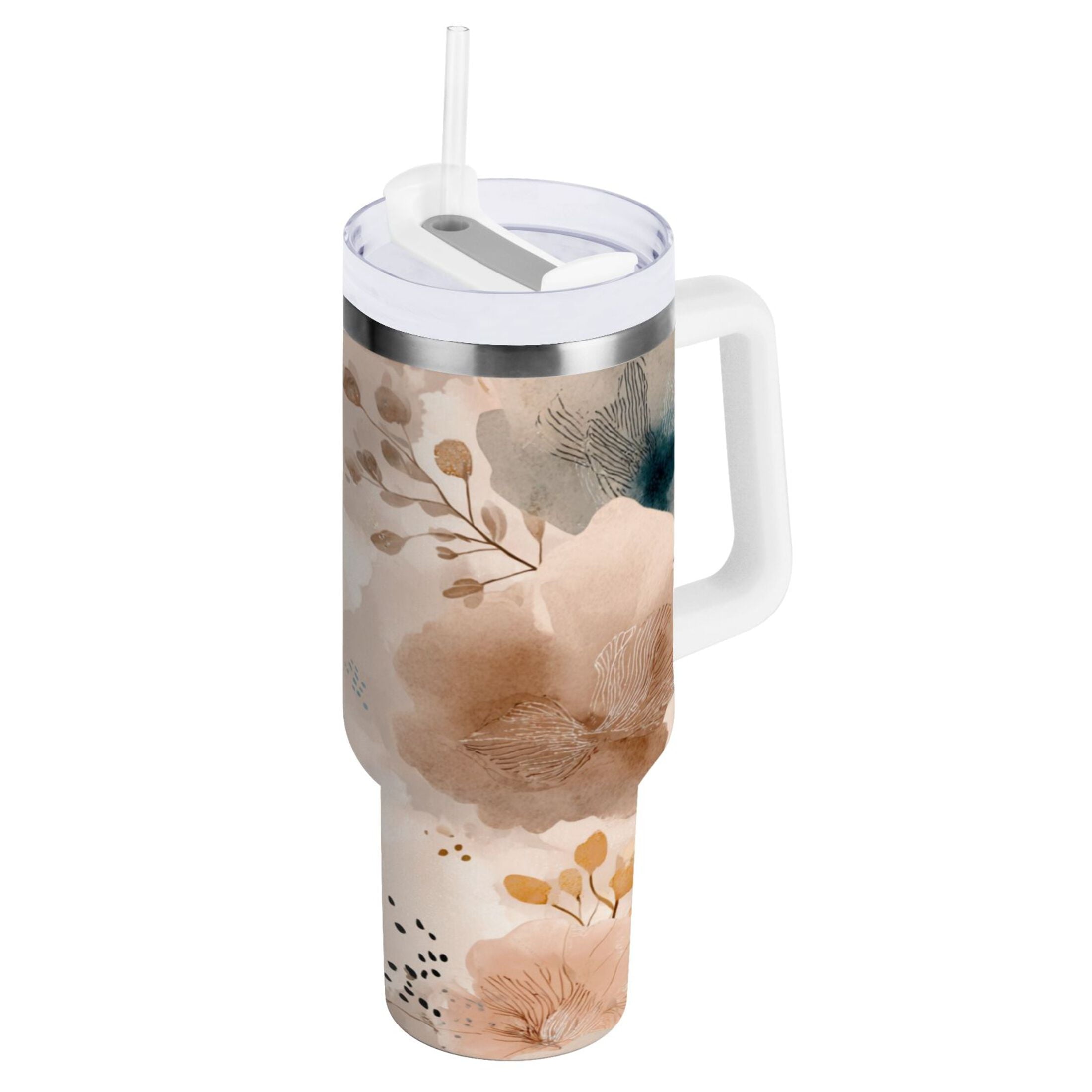 30 oz Insulated Stainless Steel Tumbler Double Wall Stainless Steel Tumbler with 2-Way Drinking Hazy Ethereal Flowers - HLE7