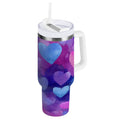 30 oz Insulated Stainless Steel Tumbler Double Wall Stainless Steel Tumbler with 2-Way Drinking Indigo and Violet Hearts - 25GG