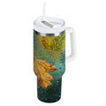 30 oz Insulated Stainless Steel Tumbler Double Wall Stainless Steel Tumbler with 2-Way Drinking Leaves with Water Droplets - AWJL