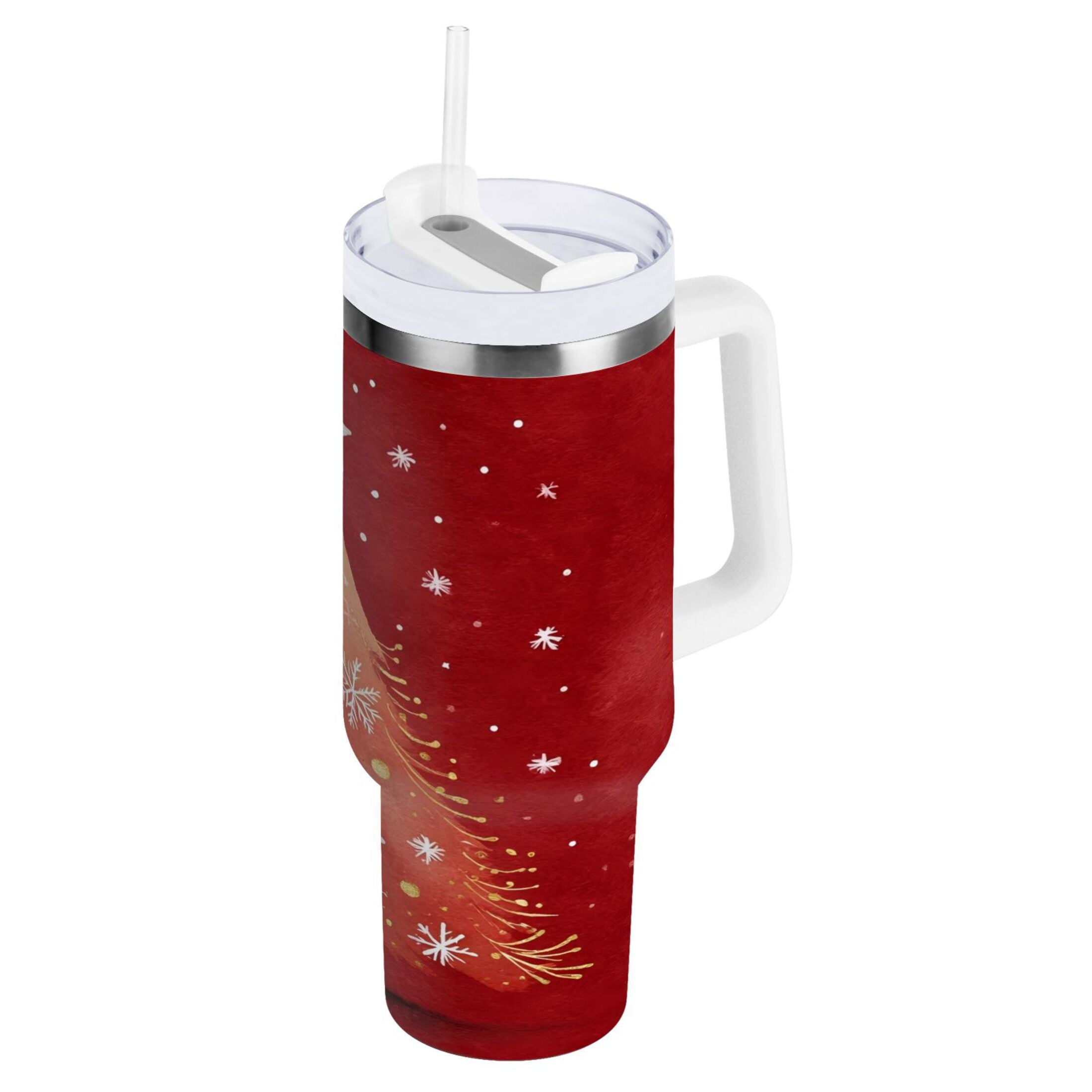 40 oz Insulated Stainless Steel Tumbler Double Wall Stainless Steel Tumbler with 2-Way Drinking Red Christmas Tree - NYUB