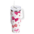 30 oz Insulated Stainless Steel Tumbler Double Wall Stainless Steel Tumbler with 2-Way Drinking Red and Pink Bows - EJXV