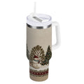 30 oz Insulated Stainless Steel Tumbler Double Wall Stainless Steel Tumbler with 2-Way Drinking Snowmen and Deer in The Forest - ENBF