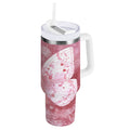 30 oz Insulated Stainless Steel Tumbler Double Wall Stainless Steel Tumbler with 2-Way Drinking Soft Pink Butterfly - CERX